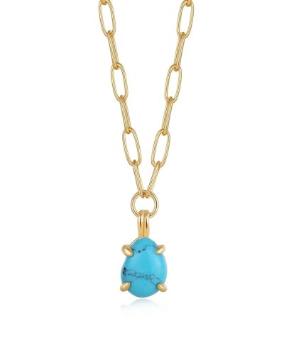 Ania Haie Gold Turquoise Chunky Chain Drop Pendant Necklace
