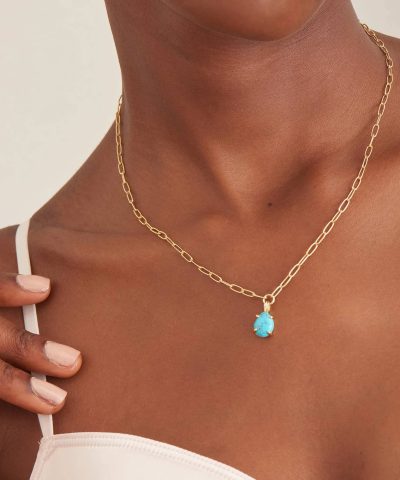 Alternative view of Ania Haie Gold Turquoise Chunky Chain Drop Pendant Necklace