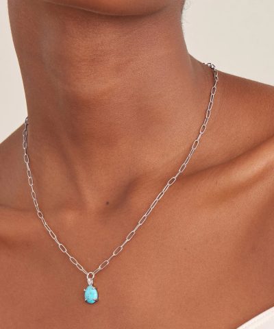 Alternative view of Ania Haie Silver Turquoise Chunky Chain Drop Pendant Necklace