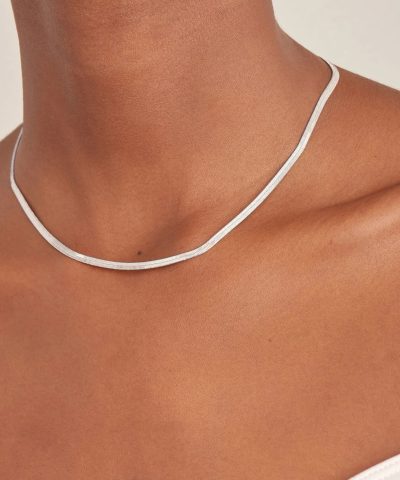 Alternative view of Ania Haie Silver Flat Snake Chain Necklace