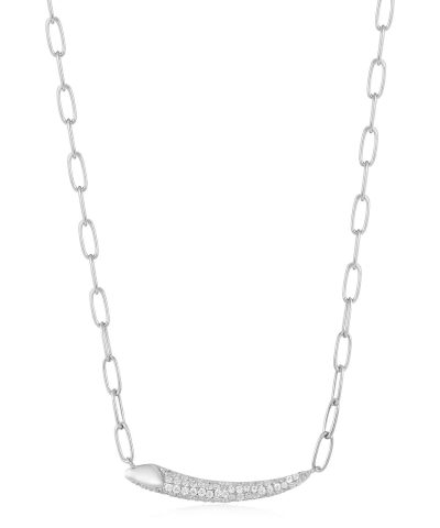 Ania Haie Silver Pavé Bar Chain Necklace