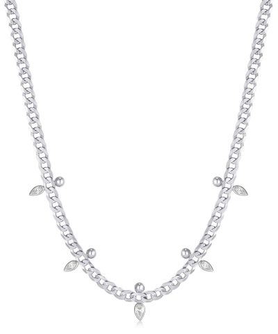 Ania Haie Silver Curb Chain Sparkle Point Necklace
