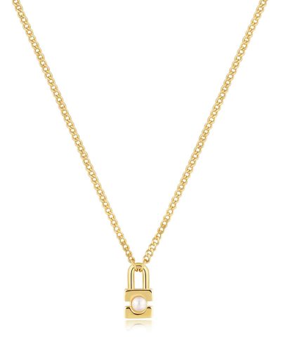 Ania Haie Gold Pearl Padlock Necklace