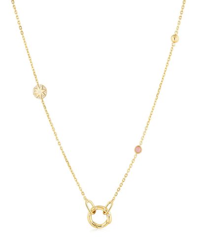 Ania Haie Gold Star Rose Quartz Charm Connector Necklace