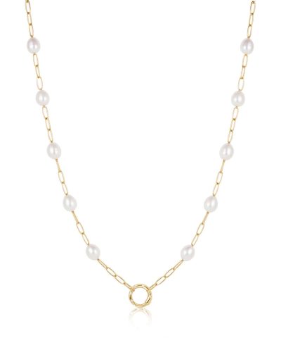 Ania Haie Gold Pearl Chain Charm Connector Necklace