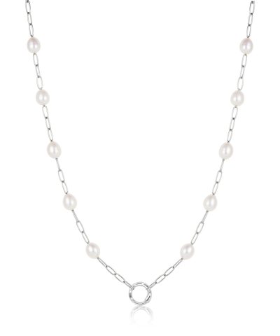 Ania Haie Silver Pearl Chain Charm Connector Necklace