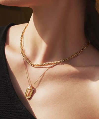 Alternative view of Ania Haie Gold Oval Hoop Pendant Necklace