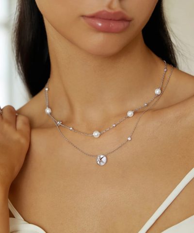 Alternative view of Ania Haie Gold Pearl and Star Station Necklace