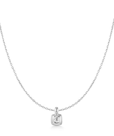 Ania Haie Silver Modern Bezel-Set Solitaire Necklace