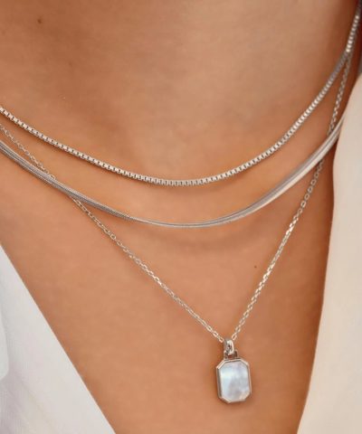 Alternative view of Ania Haie Silver Square Mother-of-Pearl Necklace