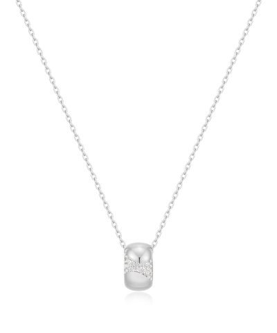 Ania Haie Silver Puffed Rivulet Pavé Necklace