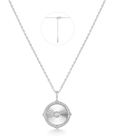 Ania Haie Silver Diamond-Cut Sunny Disc Necklace