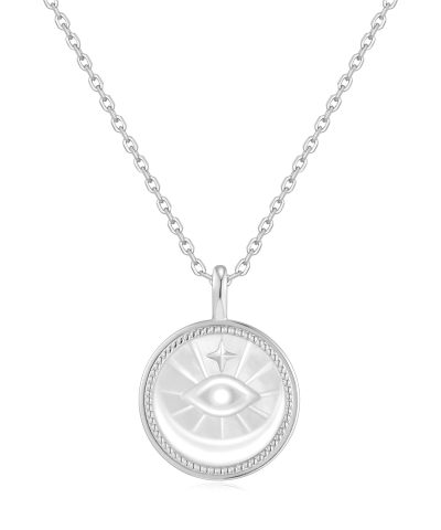 Ania Haie Silver Evil Eye Mother-of-Pearl Medallion Necklace