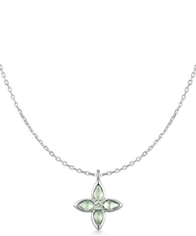 Ania Haie Silver Mint Green Lucky Clover Necklace