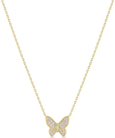 Ania Haie Gold Butterfly Pave Necklace