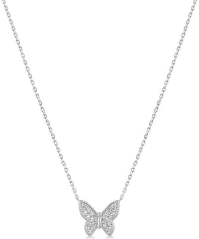 Ania Haie Silver Butterfly Pave Necklace