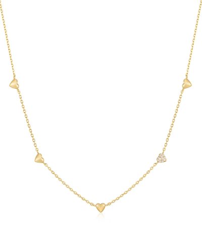 Ania Haie Gold Pavé Puffed Heart Station Necklace