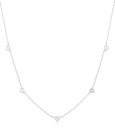 Ania Haie Silver Pavé Puffed Heart Station Necklace