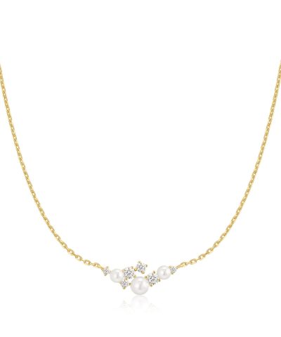 Ania Haie Silver Shell Pearl Cluster Necklace