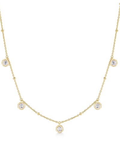 Ania Haie Gold Molten Bezel-Set Droplet Station Necklace