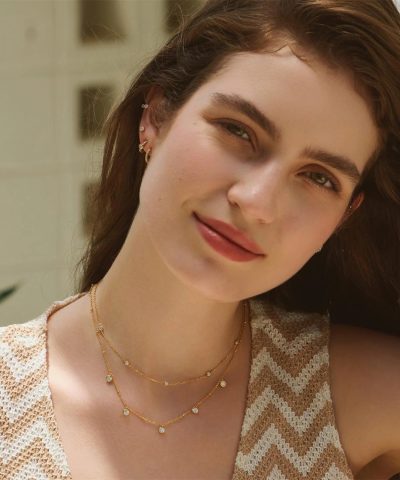 Alternative view of Ania Haie Gold Molten Bezel-Set Droplet Station Necklace