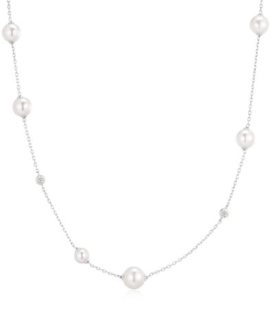 Ania Haie Silver Asymmetric Shell Pearl Station Necklace
