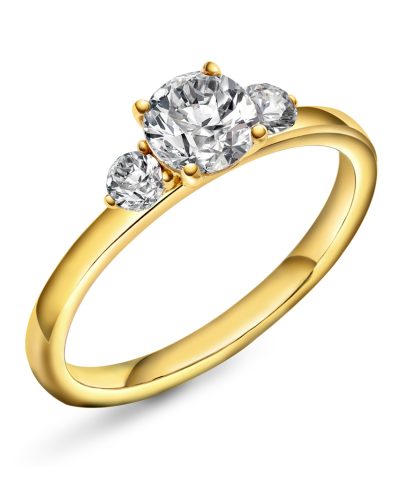 Princess ring gull LAB diamanter 0,95 ct.
