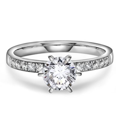 Alternative view of The crown ring gull LAB diamanter 1,20 ct.