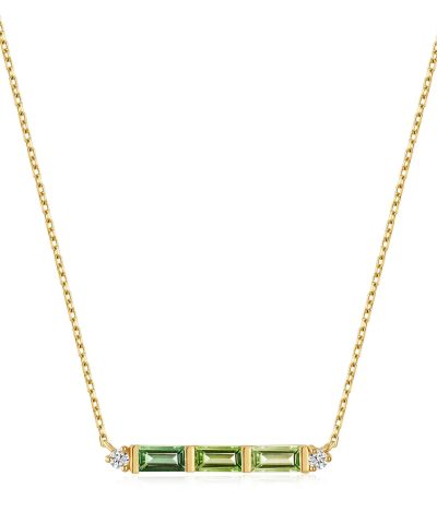 Ania Haie 14kt Gold Tourmaline and White Sapphire Bar Necklace