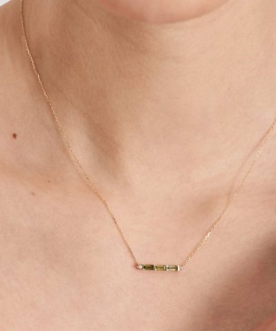 Alternative view of Ania Haie 14kt Gold Tourmaline and White Sapphire Bar Necklace