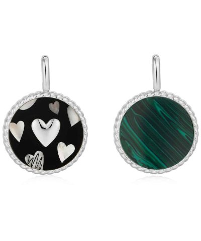 Ania Haie Silver Heart Enamel and Malachite Charm