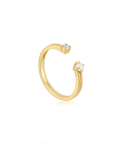 Ania Haie Gold Pearl Sparkle Adjustable Ring
