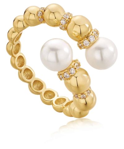Ania Haie Gold Pearl Sparkle Wrap Ring
