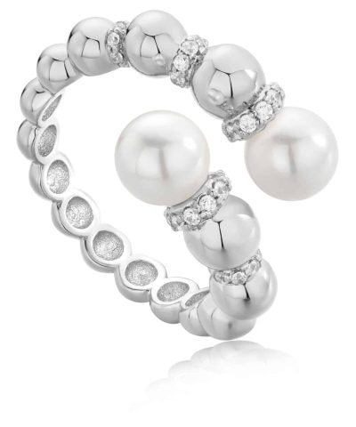 Ania Haie Silver Pearl Sparkle Wrap Ring