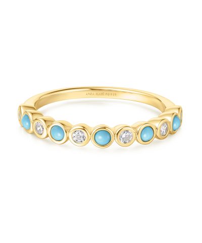 Ania Haie Gold Bezel Lab Created Turquoise Ring
