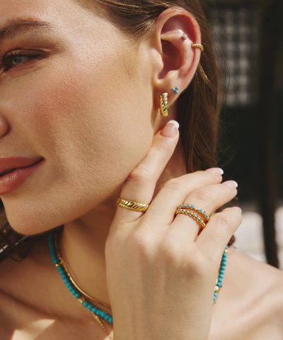 Alternative view of Ania Haie Gold Bezel Lab Created Turquoise Ring