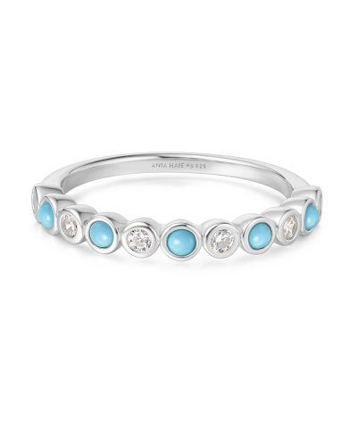 Ania Haie Silver Bezel Lab Created Turquoise Ring