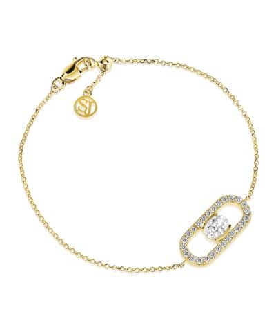 Sif Jakobs Bracelet Ellisse Carezza - 18k Gold Plated, With White Zirconia