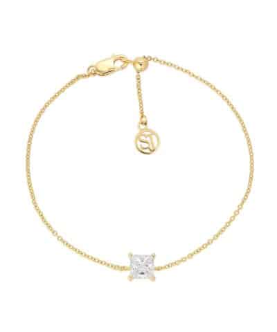 Sif Jakobs Bracelet Ellera Quadrato - 18k Gold Plated, With White Zirconia