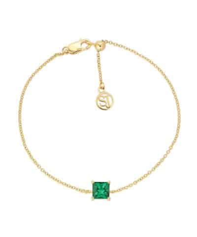 Sif Jakobs Bracelet Ellera Quadrato - 18k Gold Plated, With Green Zirconia