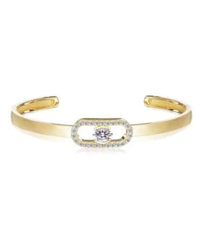 Sif Jakobs Bangle Ellisse Carezza - 18k Gold Plated, With White Zirconia