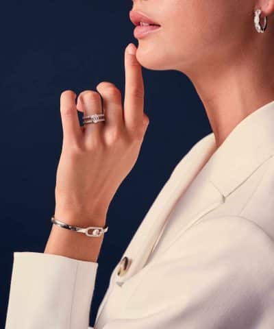 Alternative view of Sif Jakobs Bangle Ellisse Carezza - With White Zirconia