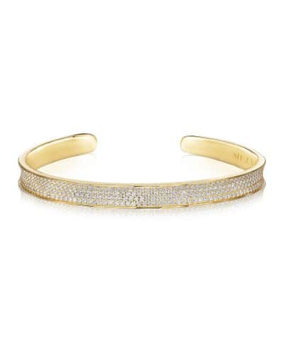 Sif Jakobs Bangle Feline Concavo - 18k Gold Plated, With White Zirconia