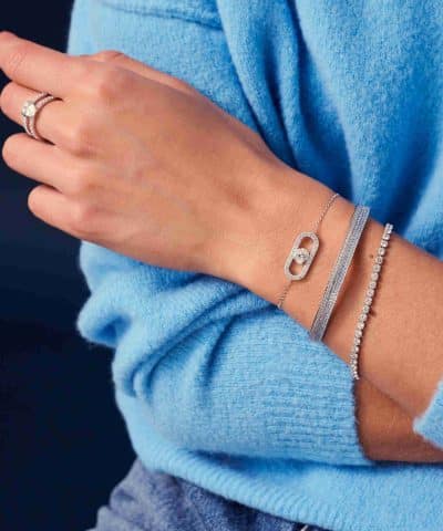 Alternative view of Sif Jakobs Bangle Feline Concavo - With Gradient Tones Of Blue And White Zirconia