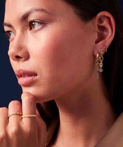 Alternative view of Sif Jakobs Hoop Charm Circolo Lungo - 18k Gold Plated, With Multicoloured Zirconia