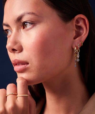 Alternative view of Sif Jakobs Hoop Charm Pendolo Tre - 18k Gold Plated, With White Zirconia