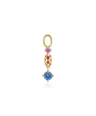 Sif Jakobs Hoop Charm Pendolo Tre - 18k Gold Plated, With Multicoloured Zirconia