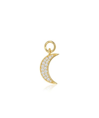 Sif Jakobs Hoop Charm Luna - 18k Gold Plated, With White Zirconia