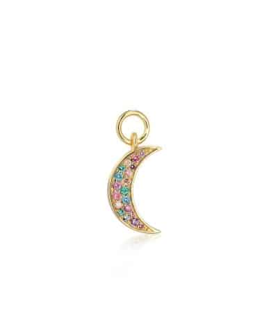 Sif Jakobs Hoop Charm Luna - 18k Gold Plated, With Multicoloured Zirconia