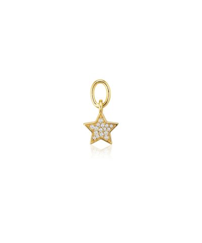 Sif Jakobs Hoop Charm Stella - 18k Gold Plated, With White Zirconia